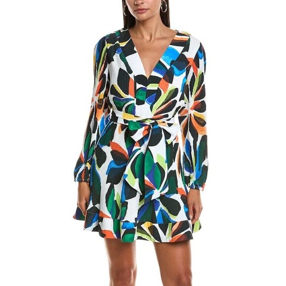 NWT! Milly Liv Balearic Floral Pleated Mini Dress Multicolor Size 6 - Picture 1 of 8